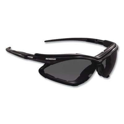 Nemesis Safety Glasses, Smoke Lens Tint, Polycarbonate, Anti-Fog, Black Frame, w/Foam Gasket