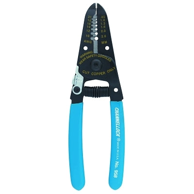 Wire Stripper, 6-1/4 in L, 10 AWG to 22 AWG, Blue Handle