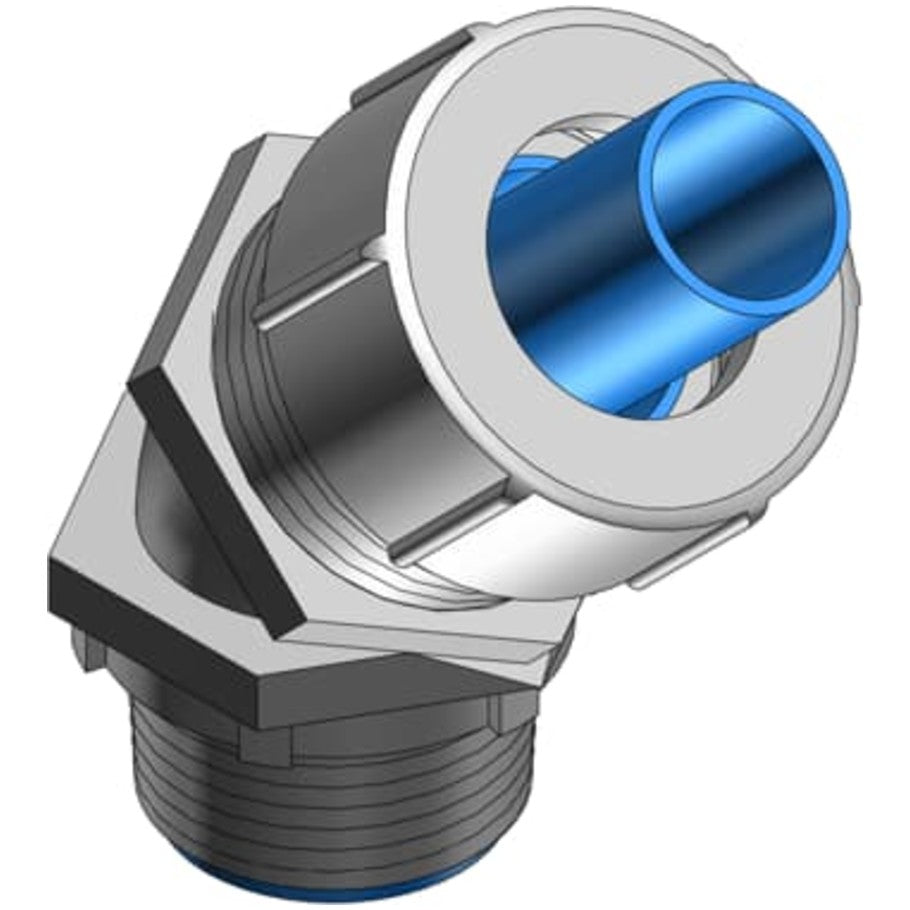 Liquidtight Bullet with Nylon Insert, Steel, Threaded Connection, 45  176;, 3/4 in.