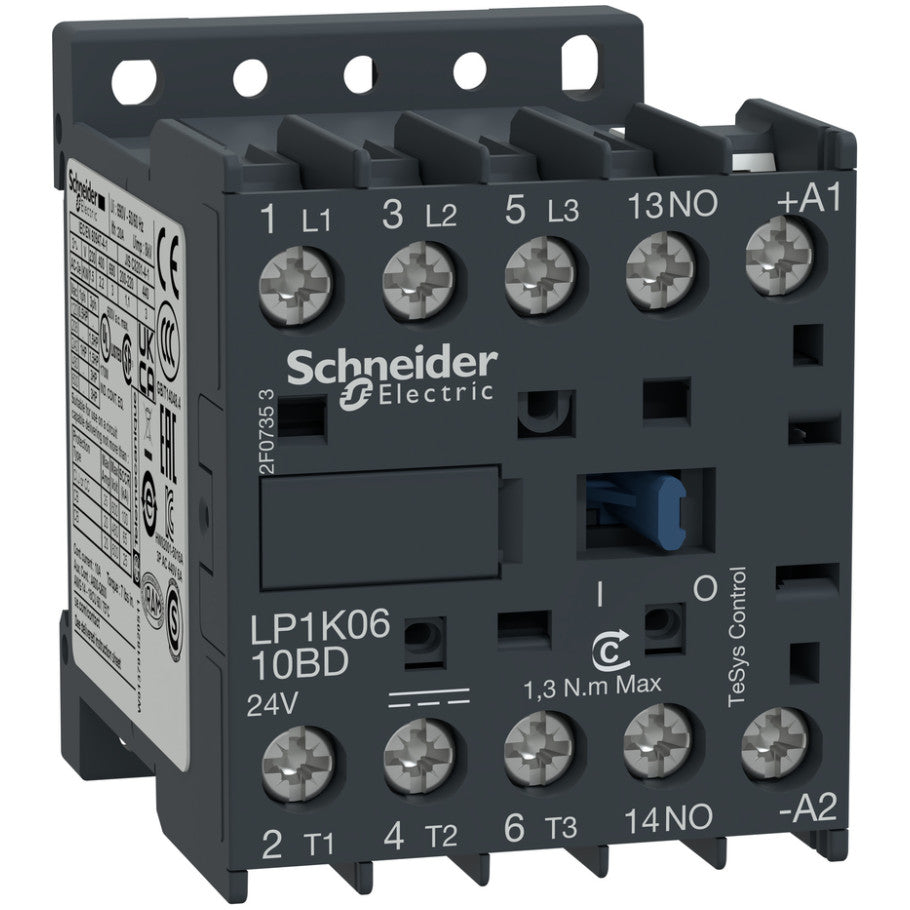 TeSys K Mini IEC Contactor, Non-Reversing, Screw Clamp Connection, 9A Inductive, 20A Resistive, 24 Vdc Coil, 3NO