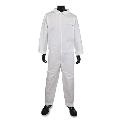 Posi-Wear BA Microporous Disposable Basic Coveralls with Collar, White, Medium