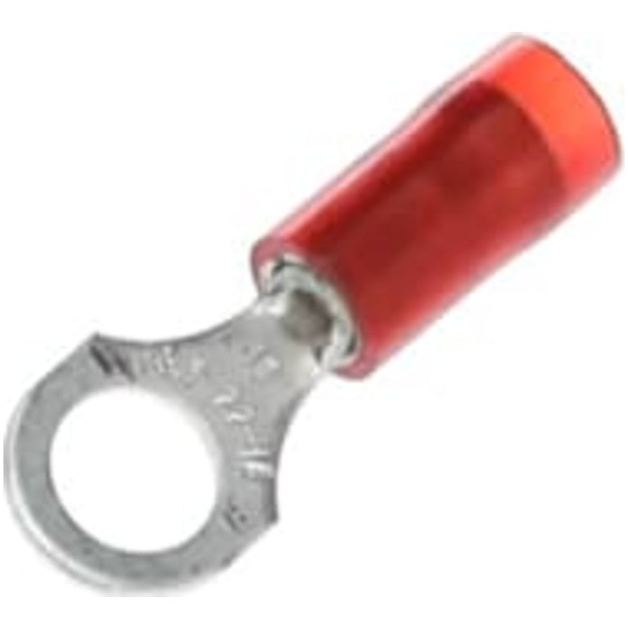 Sta-Kon Nylon-Insulated Ring Terminal, 22 to 16 AWG, 10 AWG, Red, 100 PK