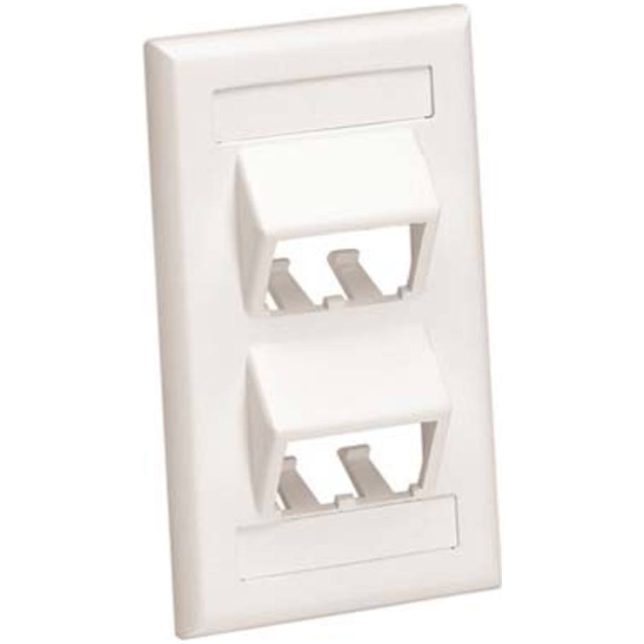 Mini-Com Classic Series Sloped Faceplates With Labels/Label Cover, 4-Port, Off White