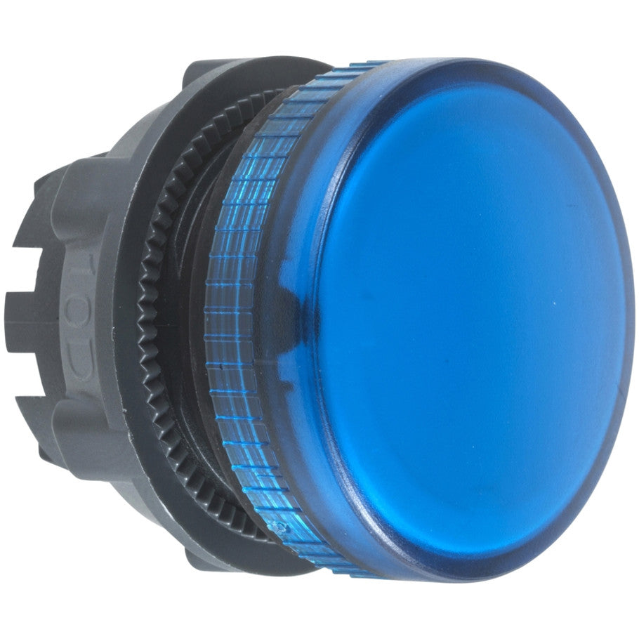 Head for pilot light, Harmony XB5, blue, 22mm, with grooved lens, integral LED