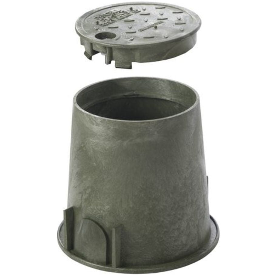 Enclosure, Plastic, 10 in. Round, Green, 10.50 in. D, Includes Cover and Hardware