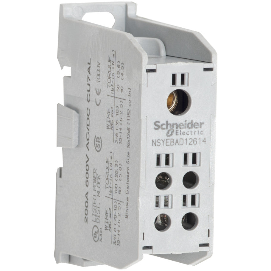 Power Distribution Block, 200A, 600V, 5 Pole, Gray, 3.61 L X 1.21 W X 2.71 In. D