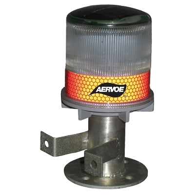 Solar Powered Strobe, 8 in H, Polycarbonate, Red, 8.5 in L