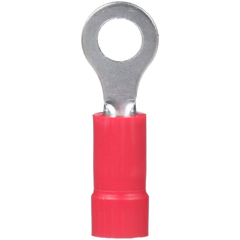 Pan-Term PV18-8R-CY Ring Terminal, Red, Vinyl, 16-22 AWG,  8 Stud, PK100