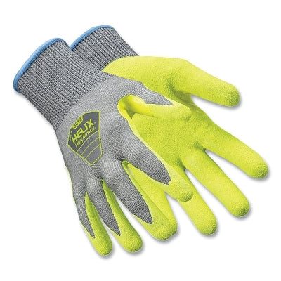 Helix Abrasion Resistant Gloves, 3014, A6 Cut, Large, Hi-vis Yellow/Gray
