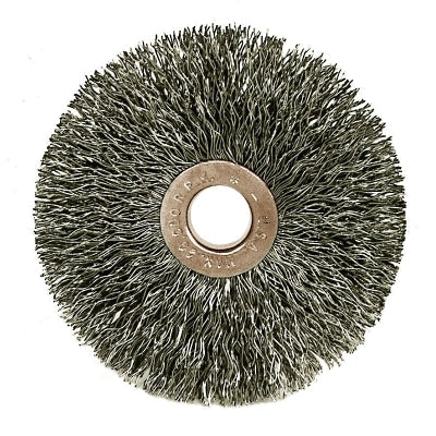 Copper Center Small Diameter Wire Wheel, 3 in dia x 5/8 in W Face, 0.008 in Stainless Steel Wire, 20000 RPM