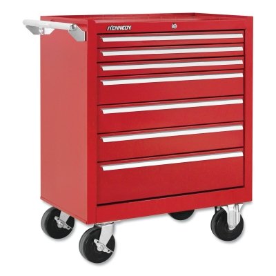 K2000 Industrial Roller Cabinet, 29 in W x 20 in D x 35 in H, 7-Drawer, Ball-Bearing Slides, Red