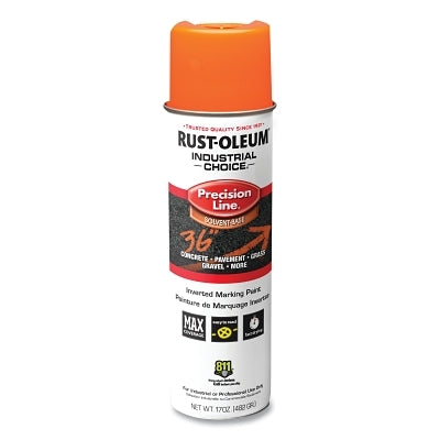 Industrial Choice M1600/M1800 System Precision-Line Inverted Marking Paint, 17 oz, Fluorescent Orange, M1600 Solvent-Based
