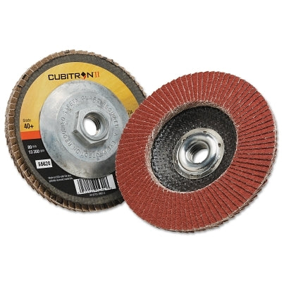 3M 051141-55620 Cubitron II Flap Discs 967A, 4-1/2 in dia x 5/8 in-11, T29 Quick Change, 40+, 13300 RPM