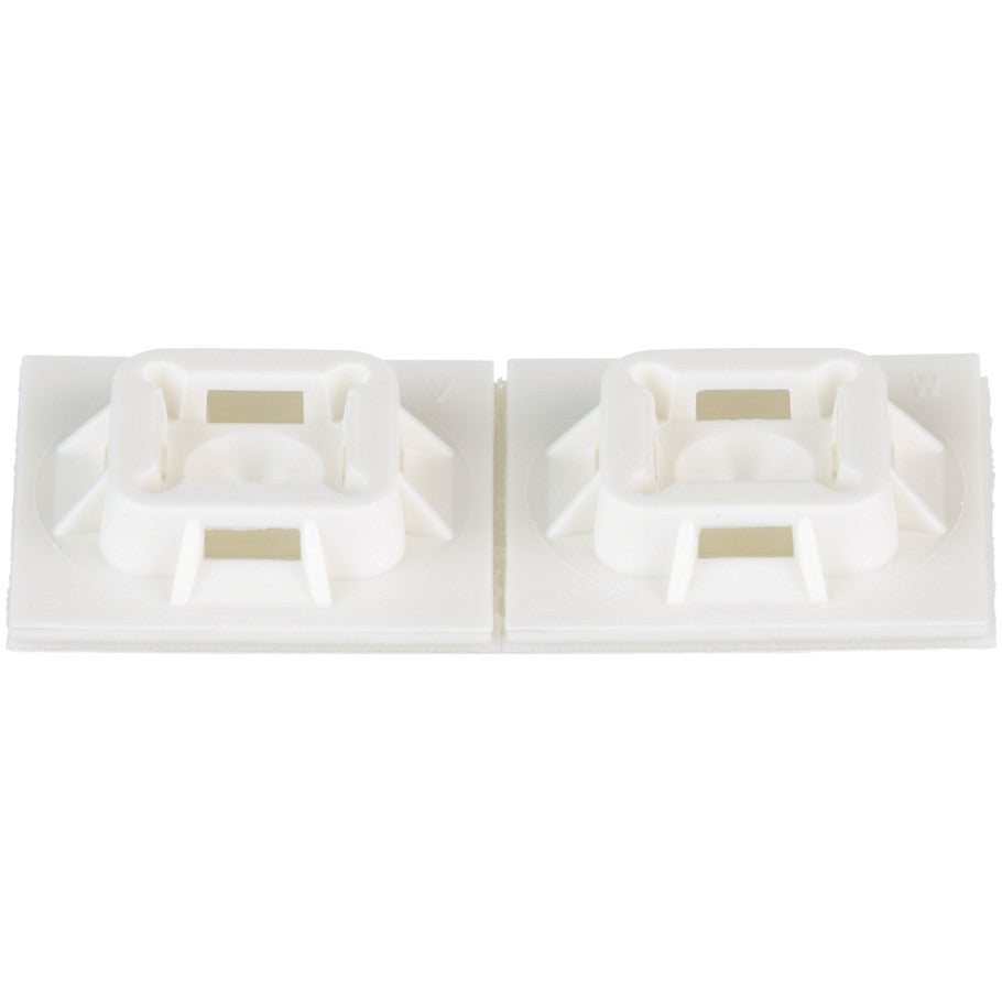 Cable Tie Mounts, Nylon, Adhesive Mount, 1 in L, 1 in. W, White, 100 per Package