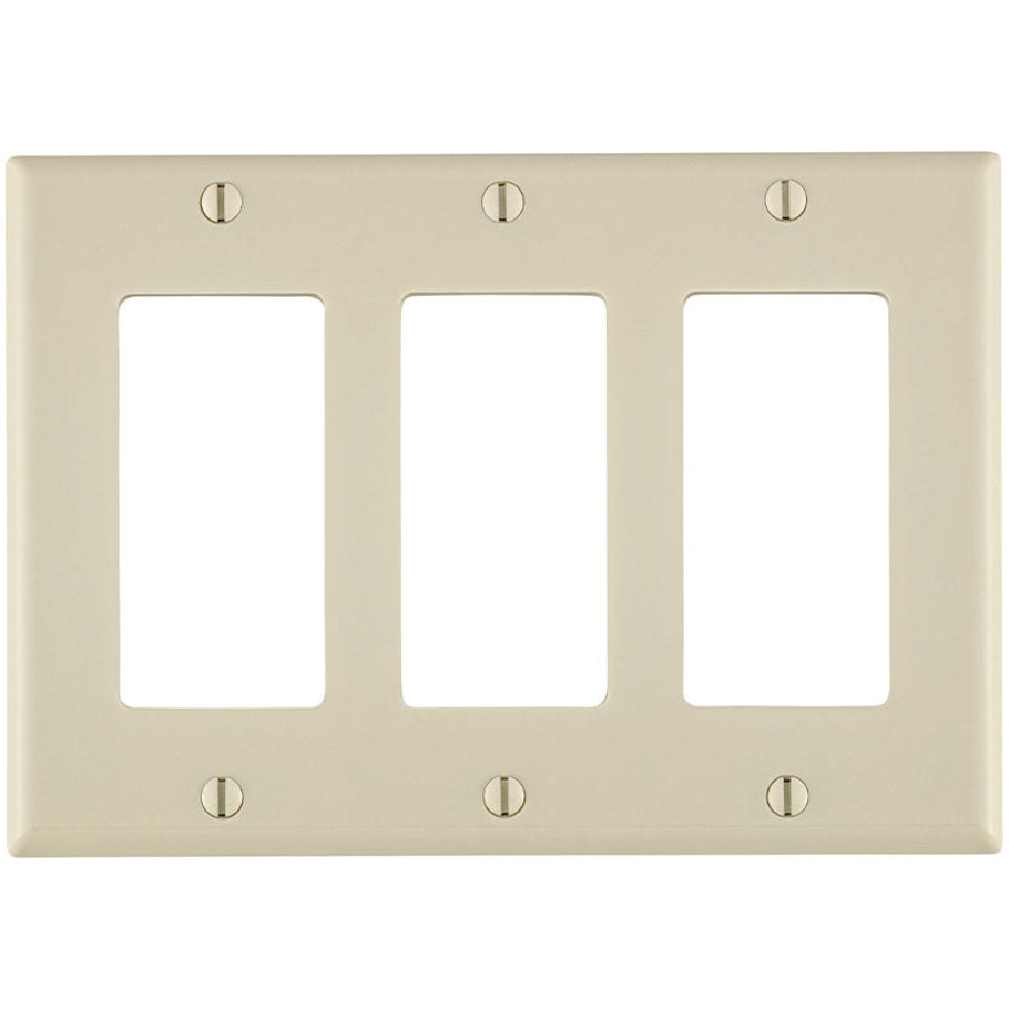 Decora/GFCI Device Wall Plate, Device Mount, Thermoset, 3-Gang, Light Almond
