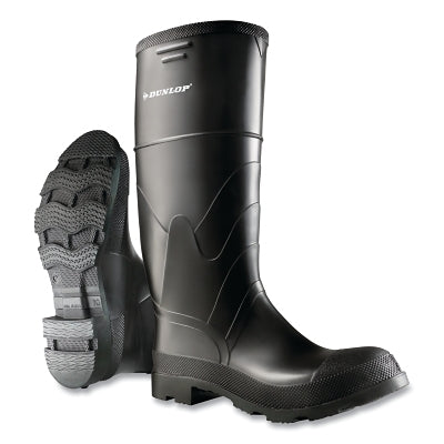 Economy Steel Toe/Midsole Rubber Boots, Men's 12, 16 in Boot, PVC, Black