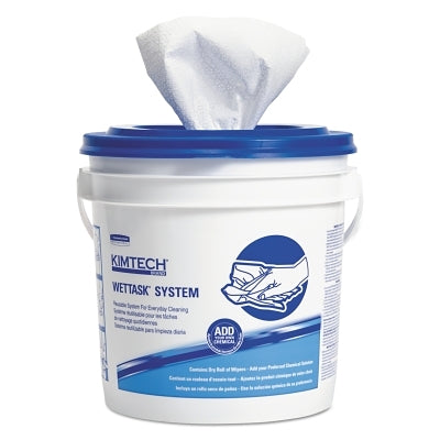 Kimtech Prep Wipes for the WetTask Wiping System, White, 12 in W x 6 in L, 140 Sheets/Roll, Free Bucket, Meltblown Cloth