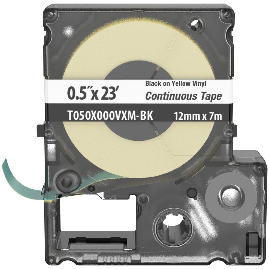 PXE T050X000VXM-BK MP Printer Cont. Tape, Safety   ID, Vinyl, Blk/Ylw, 0.5" W