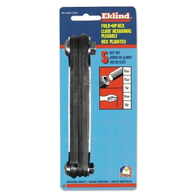 Inch Fold-Up Hex Key Set, 5 per fold-up, Hex Tip, Inch