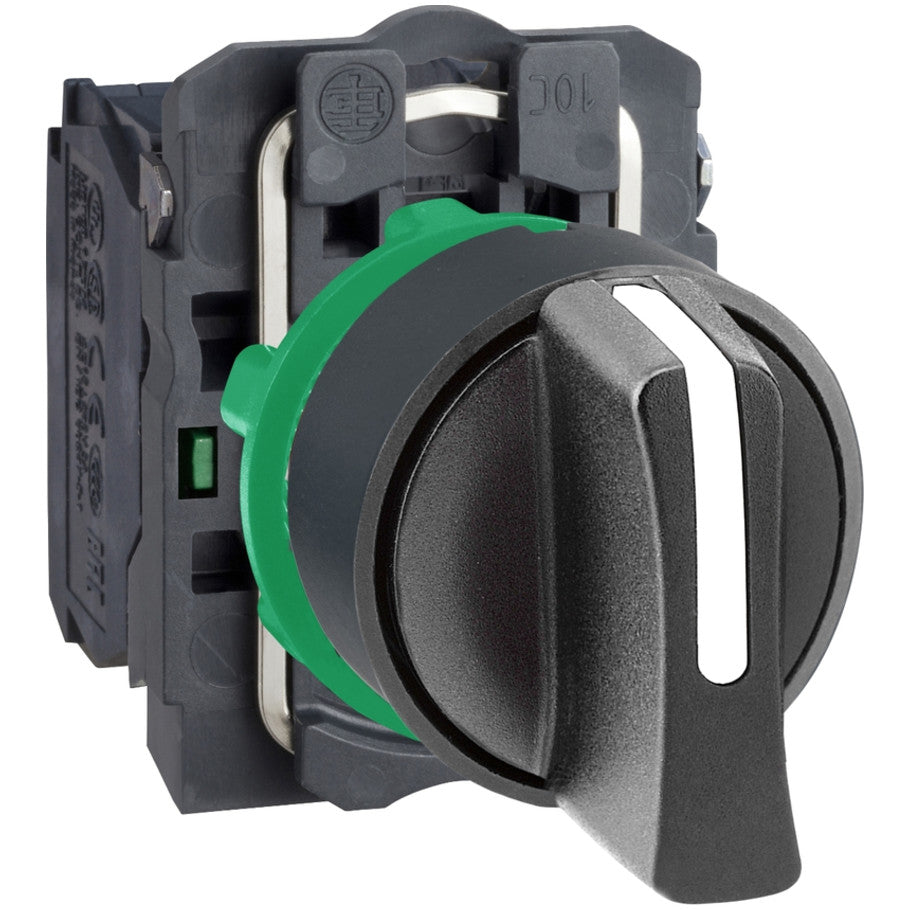Harmony, 22mm Push Button, 3 position selector switch, black, maintained, 2 NO, marked HAND OFF AUTO