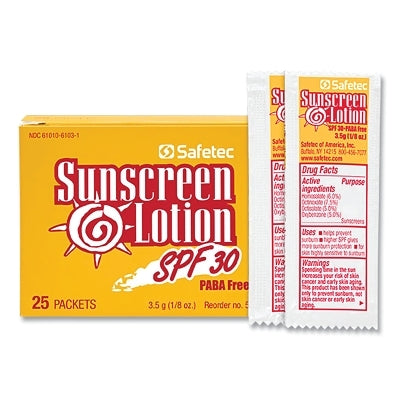 Sunscreen, SPF30, 8 oz Packet, 25 per Box