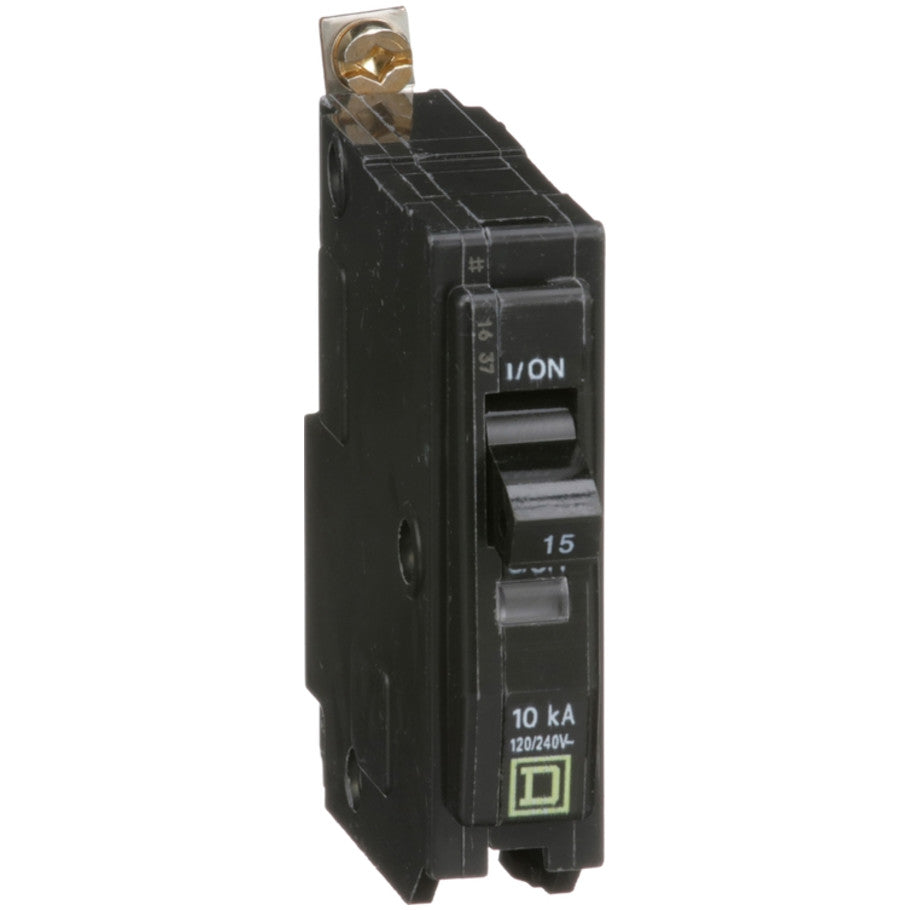 Mini circuit breaker, QO, 15A, 1 pole, 120/240VAC, 10kA, bolt on
