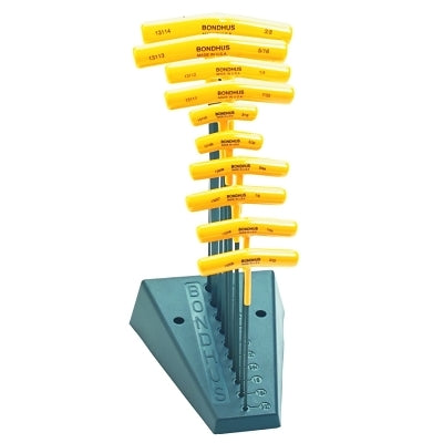 Balldriver T-Handle Hex Key Sets, 10 per stand, Hex Ball Tip, Inch