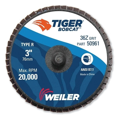 Bobcat Flat Style Flap Discs, Mini Abrasive, 3 in, Type 27, Type R Mount, 36Z