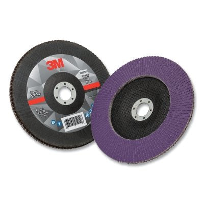 3M 638060-05906 Coated Flap Disc 769F, 4-1/2 in dia, 40+ Grit, 7/8 in Arbor, 13300 RPM, T29