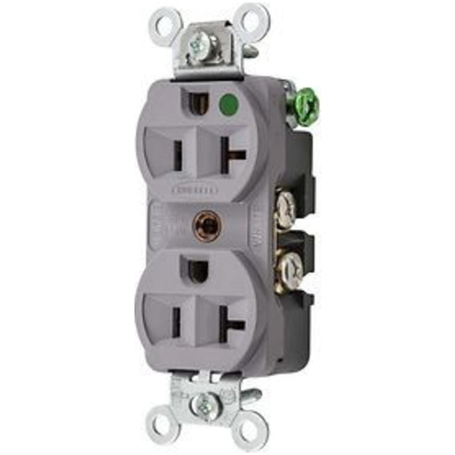 Straight Blade Receptacle, Hospital Grade, Extra Heavy Duty, 20A 125V, 2P3W, Gray