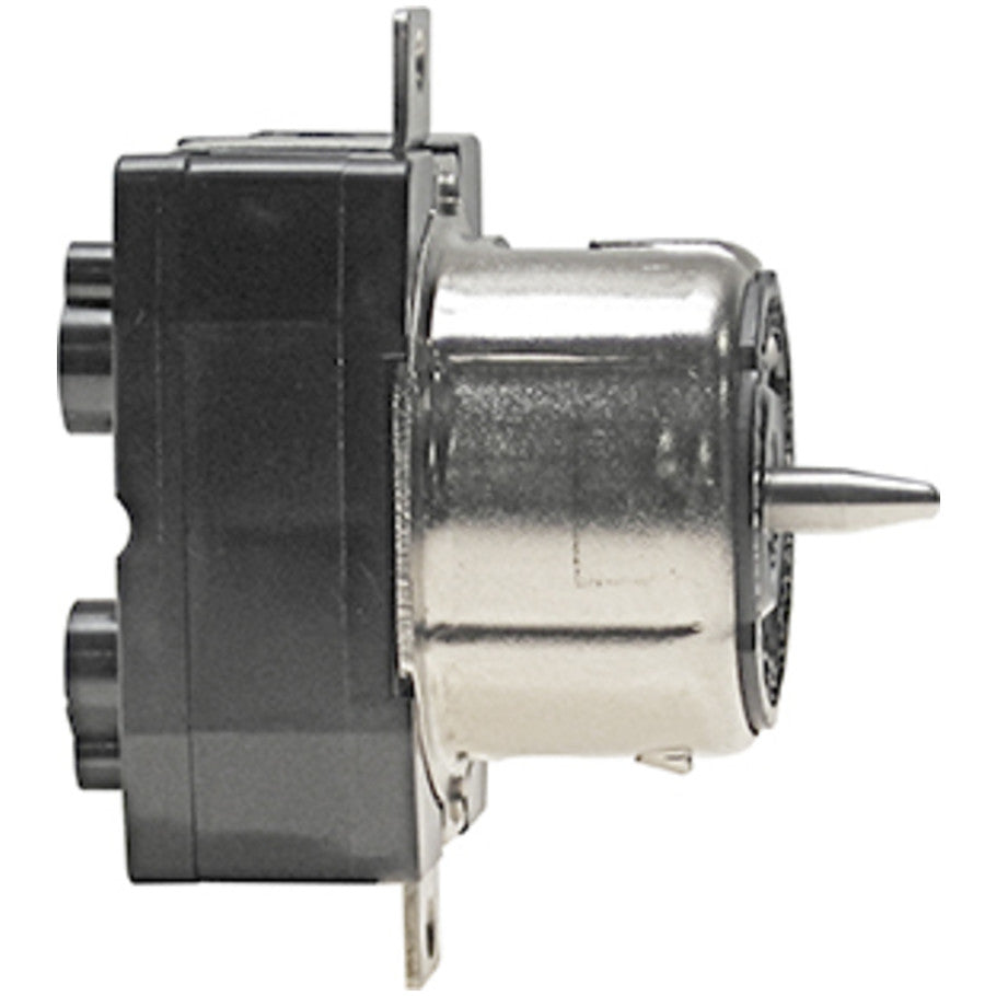 Black   White Locking Receptacle, Nylon, Flush Mount, 50A, 480V ac, 4-Wire, 3-Pole, Black, 3.69 H x 2.13 W x 1.14 in. D