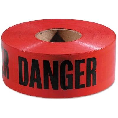 Safety Barricade Tapes, 3 in x 1,000 ft, Red, Danger