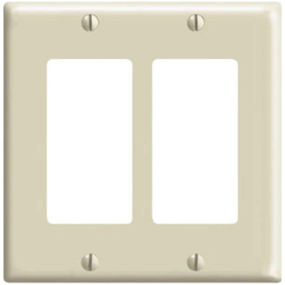 Decora/GFCI Device Wall Plate, Device Mount, 2-Gang, Thermoset, Ivory