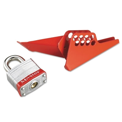Handle-On Ball Valve Lockouts, 1/4-1 in Valve, Red