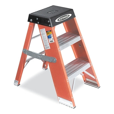 Fiberglass Step Stand, 3 ft L, 375 lb, Orange/ Black