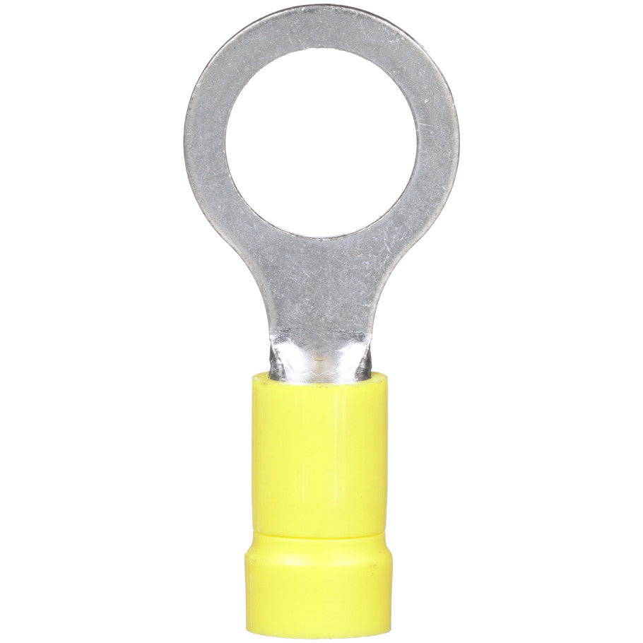 Pan-Term PV10-38R-L Ring Terminal, Yellow, Vinyl, 10-12 AWG, 3/8" Stud, PK50
