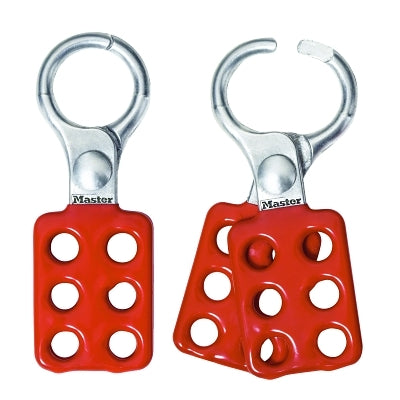 Safety Series Lockout Hasp, 1-1/2 in W x 4-3/8 in L, 1 in Jaw dia, Red