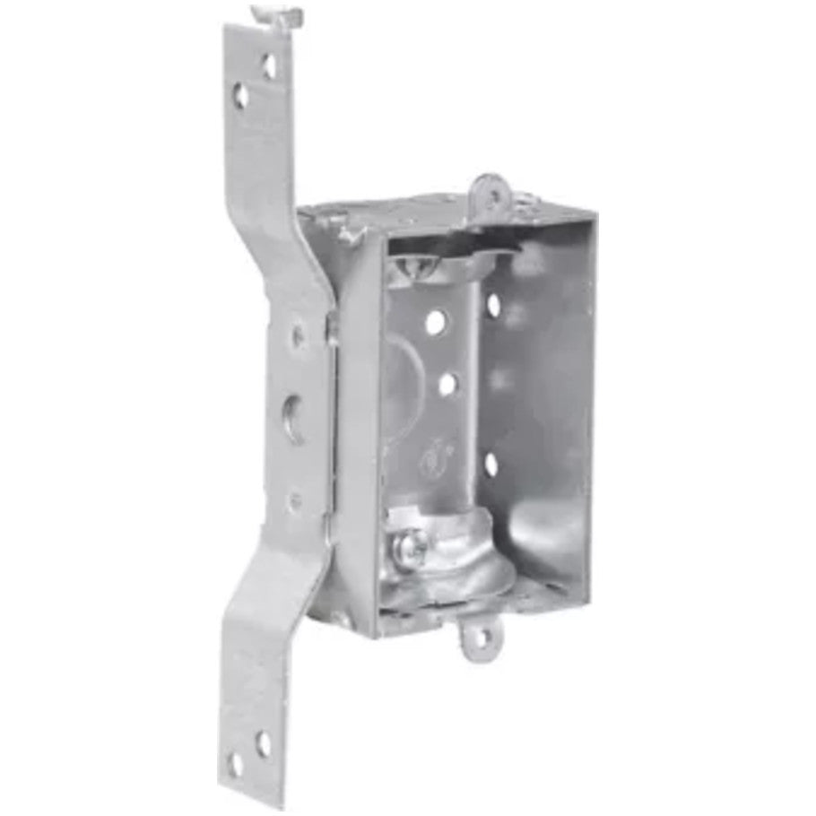 Non-Gangable Switch Box, (1) 1/2in., S, set 1/2in., 2, NM clamps, 1-1/2in., 2-cable, Steel