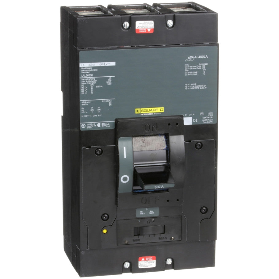 Circuit breaker, LA, 300A, 3 pole, 600VAC, 22kA, 250VDC, 10kA, lugs, thermal magnetic