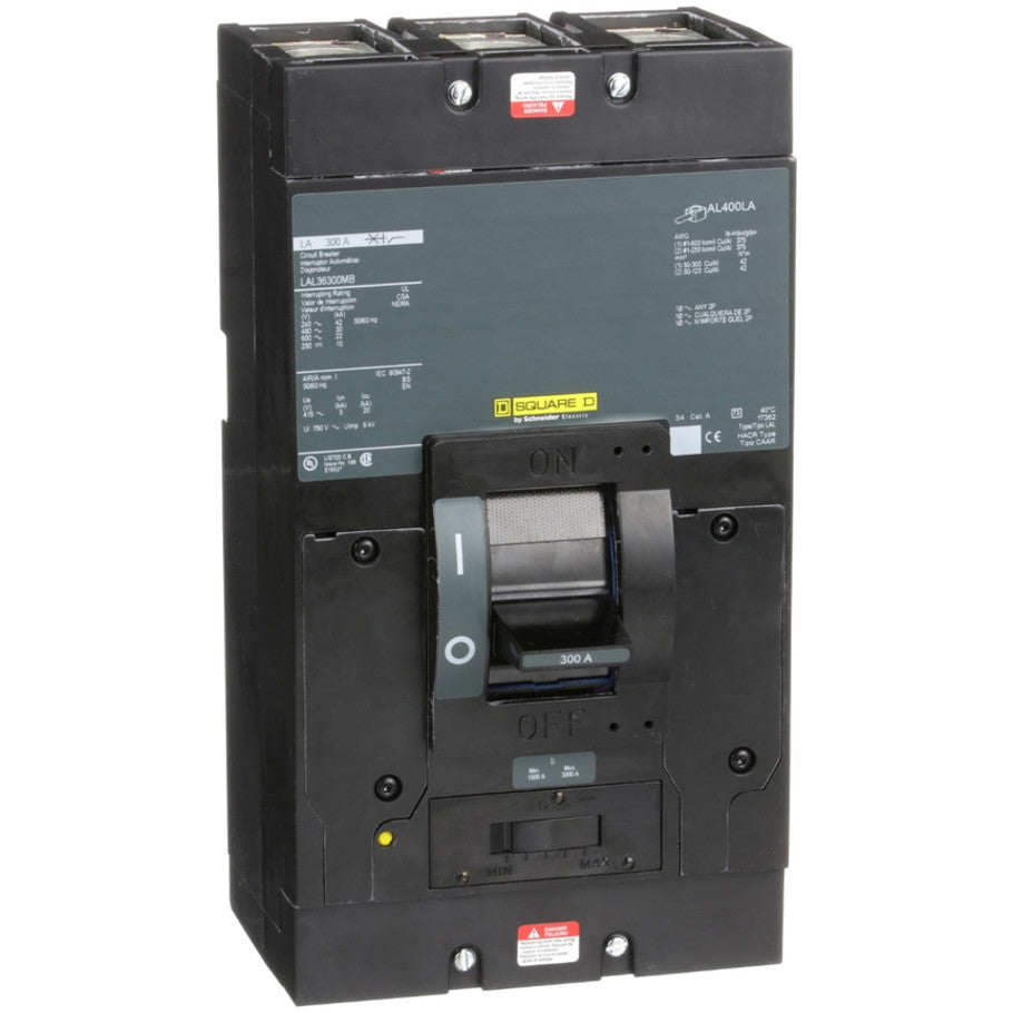 Circuit breaker, LA, 300A, 3 pole, 600VAC, 22kA, 250VDC, 10kA, lugs, thermal magnetic, short handle