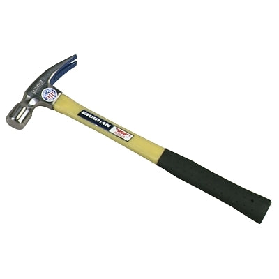 Fiberglass Hammer, Milled Face, Forged Steel, Straight Handle, 16 in, 2.19 lb