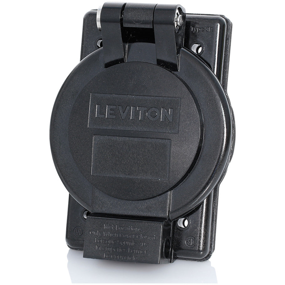 Weatherproof Flanged Device Cover, Thermoplastic Glass-Filled, Black, 1 Gang, Vertical Mounting