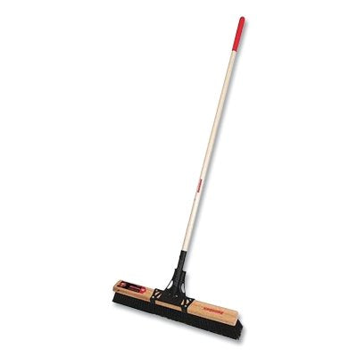 Push Broom with Wooden Handle