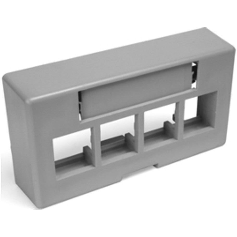 QuickPort Modular Furniture Faceplate with Extended Depth, 4 Port, Gray