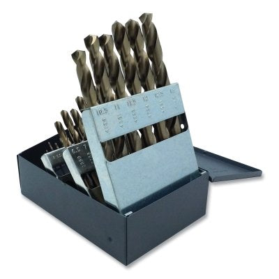 550ASP Heavy-Duty Straw Cobalt Jobber Length Drill Set, 25-Pc, 1mm-13mm Drill Sizes