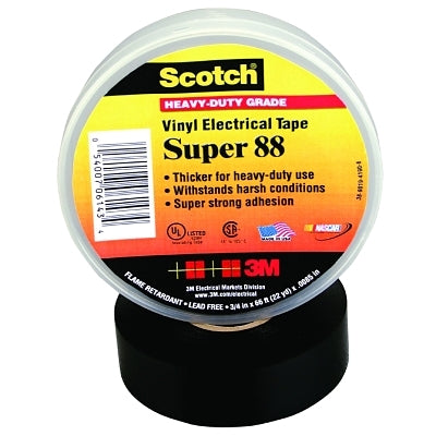 3M 61434 Super 88 Vinyl Electrical Tape, 3/4 in x 66 ft in, Black