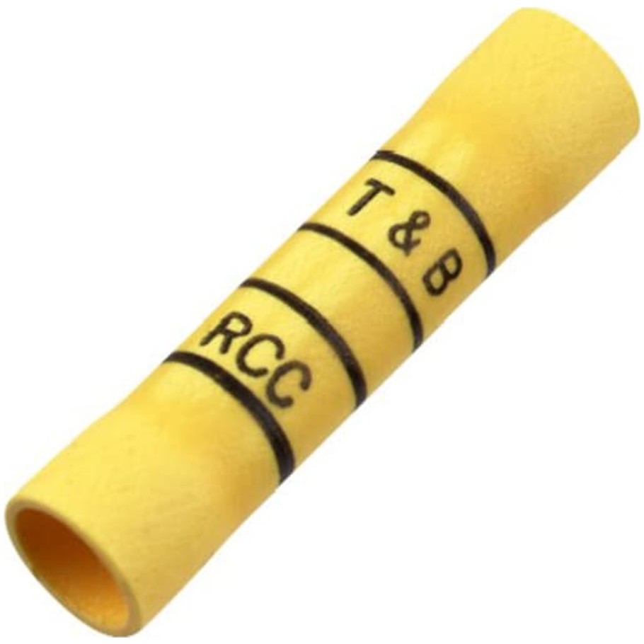 Expanded Vinyl-Insulated Butt Splice, Length 1.31 Inches, Width .31 Inches, Wire Range  12- 10 AWG, Color Yellow