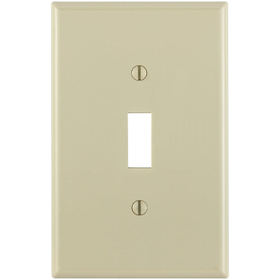Toggle Switch Wall Plate, Midsize, Device Mount, 1-Gang, Nylon, Ivory