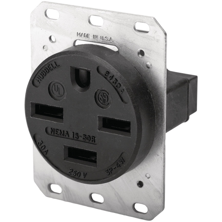 3-Pole 4-Wire 30A 3-Phase 250V AC Grounding Receptacle 15-30R
