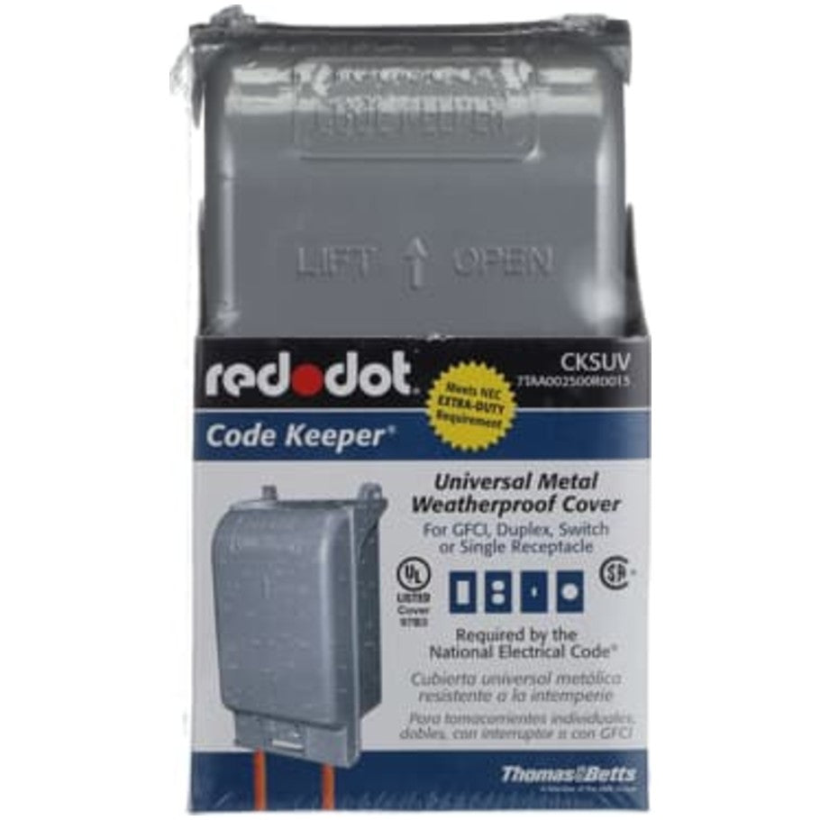 Code Keeper Weatherproof While-in-Use Cover, Extra-Duty, Die Cast Aluminum, Grey, 1-Gang, Vertical, 2-1/4 in. Deep